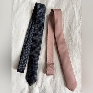2 skinny ties -The Tier Bar - one solid baby pink and one navy with dots